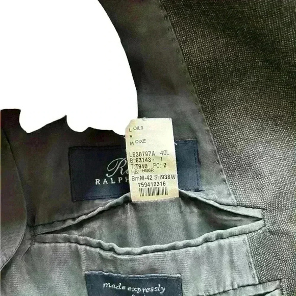 Lauren Ralph Lauren Blazer Mens 40L Gray Wool Tweed Sport Jacket Single Breast - Picture 9 of 9